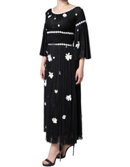 Dolce & Gabbana Black Silk Daisy A-line Long Maxi Dress -   -  Dolce & Gabbana.