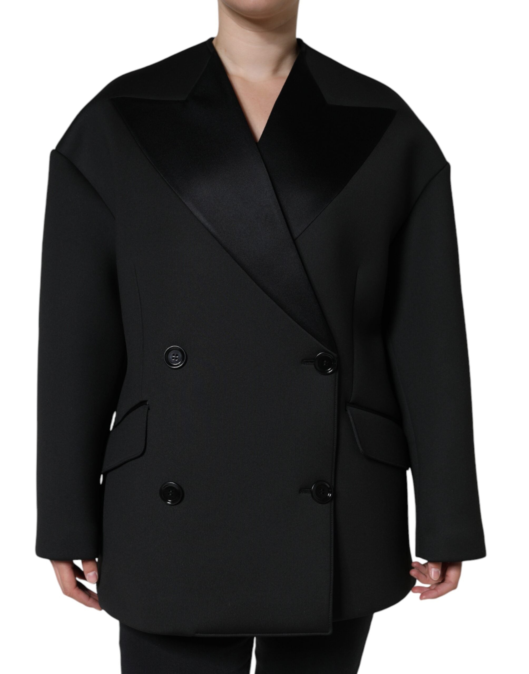 Dolce & Gabbana Black Polyester Double Breasted Coat Jacket -   -  Dolce & Gabbana. Dolce & Gabbana Black Polyester Double Breasted Coat Jacket -   -  Dolce & Gabbana.