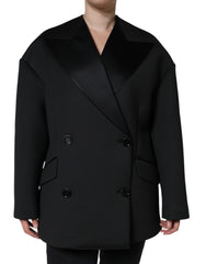 Dolce & Gabbana Black Polyester Double Breasted Coat Jacket -   -  Dolce & Gabbana.