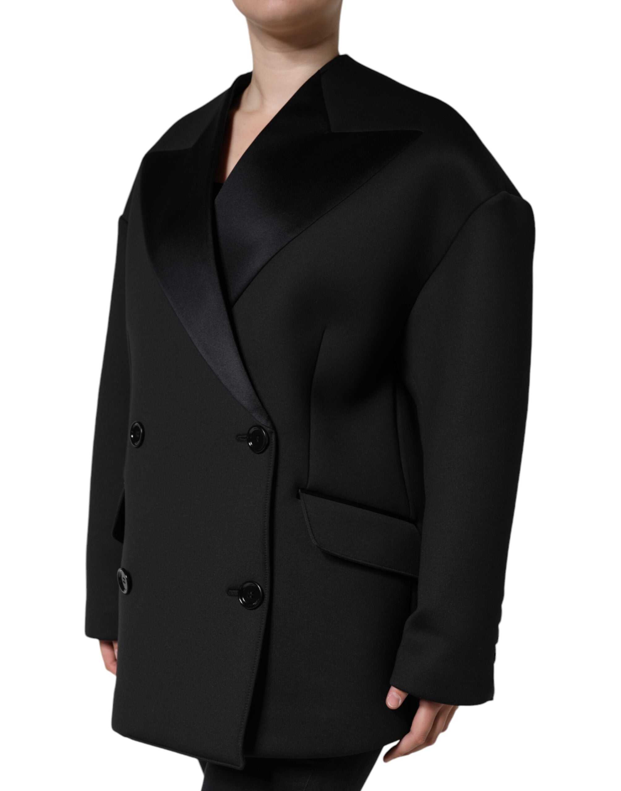 Dolce & Gabbana Black Polyester Double Breasted Coat Jacket -   -  Dolce & Gabbana. Dolce & Gabbana Black Polyester Double Breasted Coat Jacket -   -  Dolce & Gabbana.