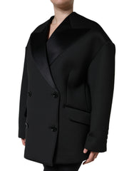 Dolce & Gabbana Black Polyester Double Breasted Coat Jacket -   -  Dolce & Gabbana.