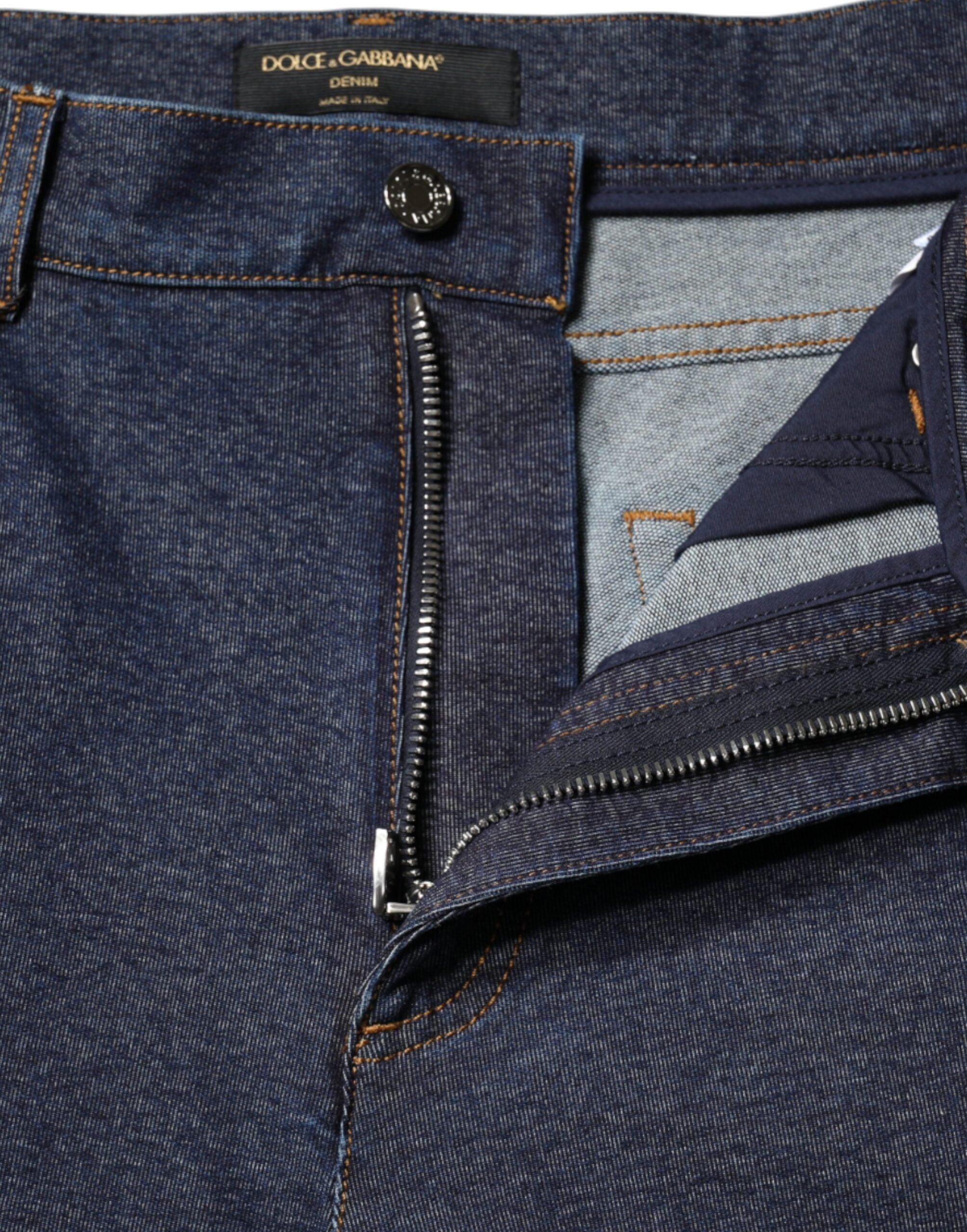 Dolce & Gabbana Dark Blue Cotton Stretch Straight Denim Jeans -   -  Dolce & Gabbana. Dolce & Gabbana Dark Blue Cotton Stretch Straight Denim Jeans -   -  Dolce & Gabbana.