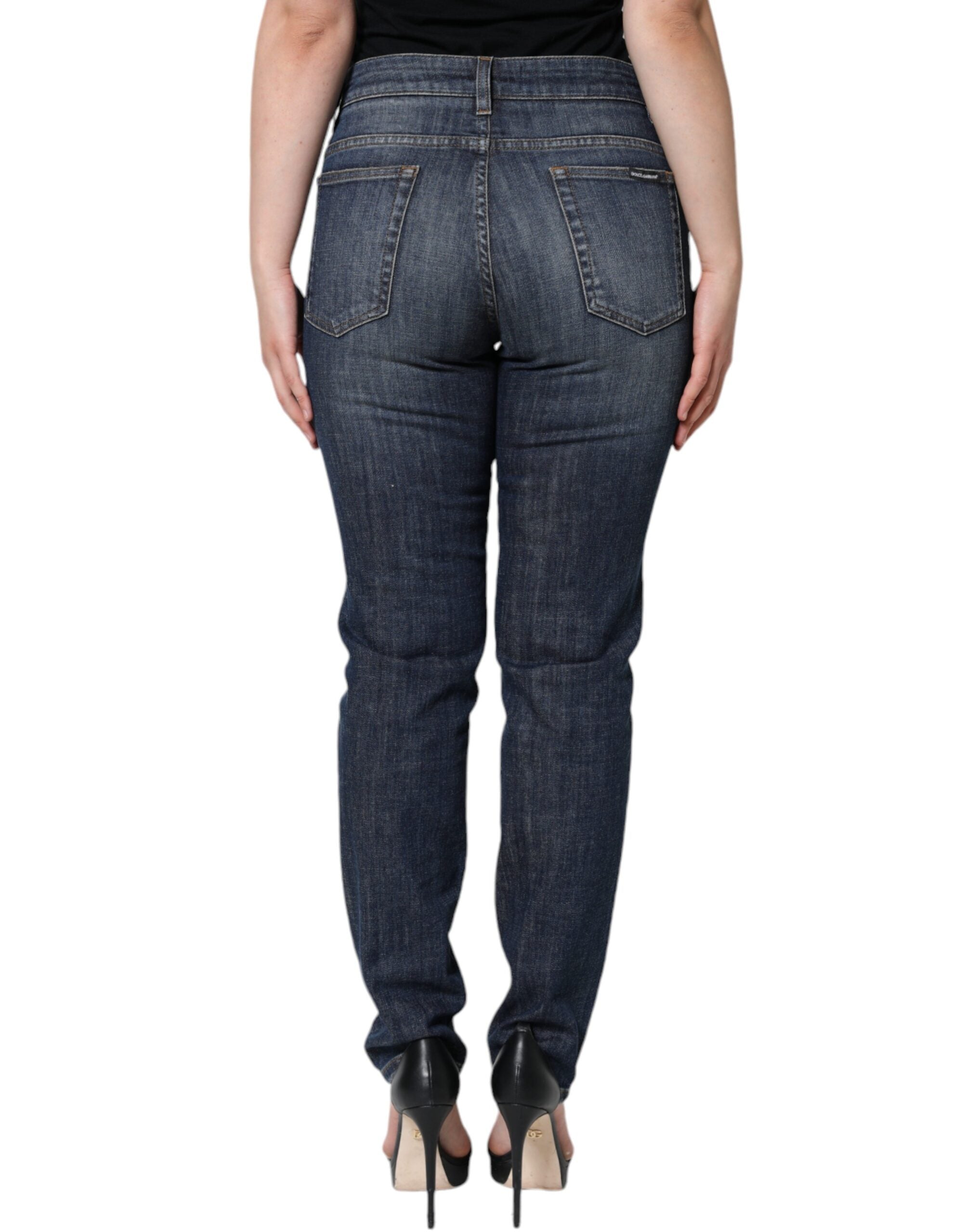Dolce & Gabbana Dark Blue Cotton Stretch Skinny Denim Jeans -   -  Dolce & Gabbana. Dolce & Gabbana Dark Blue Cotton Stretch Skinny Denim Jeans -   -  Dolce & Gabbana.
