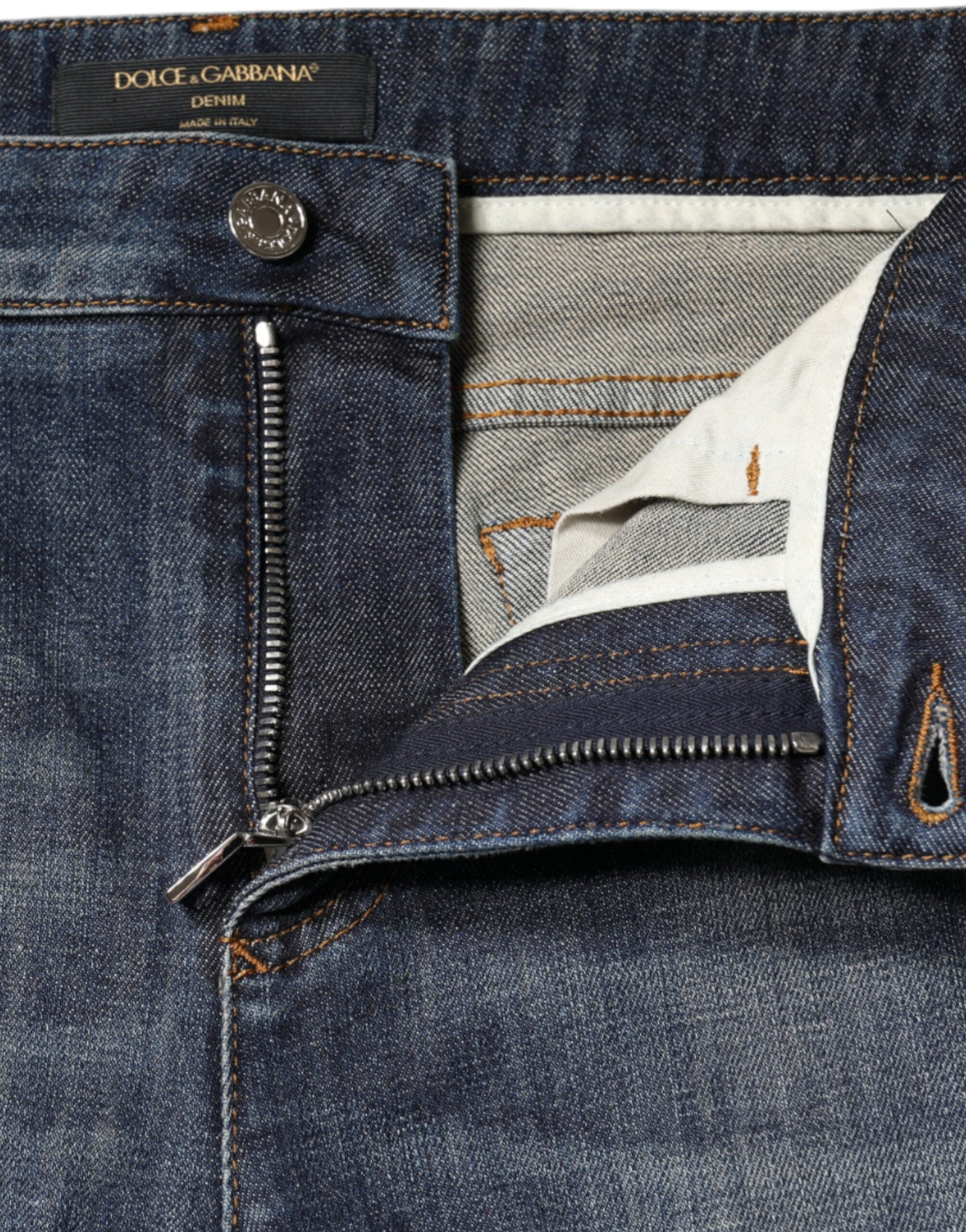 Dolce & Gabbana Dark Blue Cotton Stretch Skinny Denim Jeans -   -  Dolce & Gabbana. Dolce & Gabbana Dark Blue Cotton Stretch Skinny Denim Jeans -   -  Dolce & Gabbana.