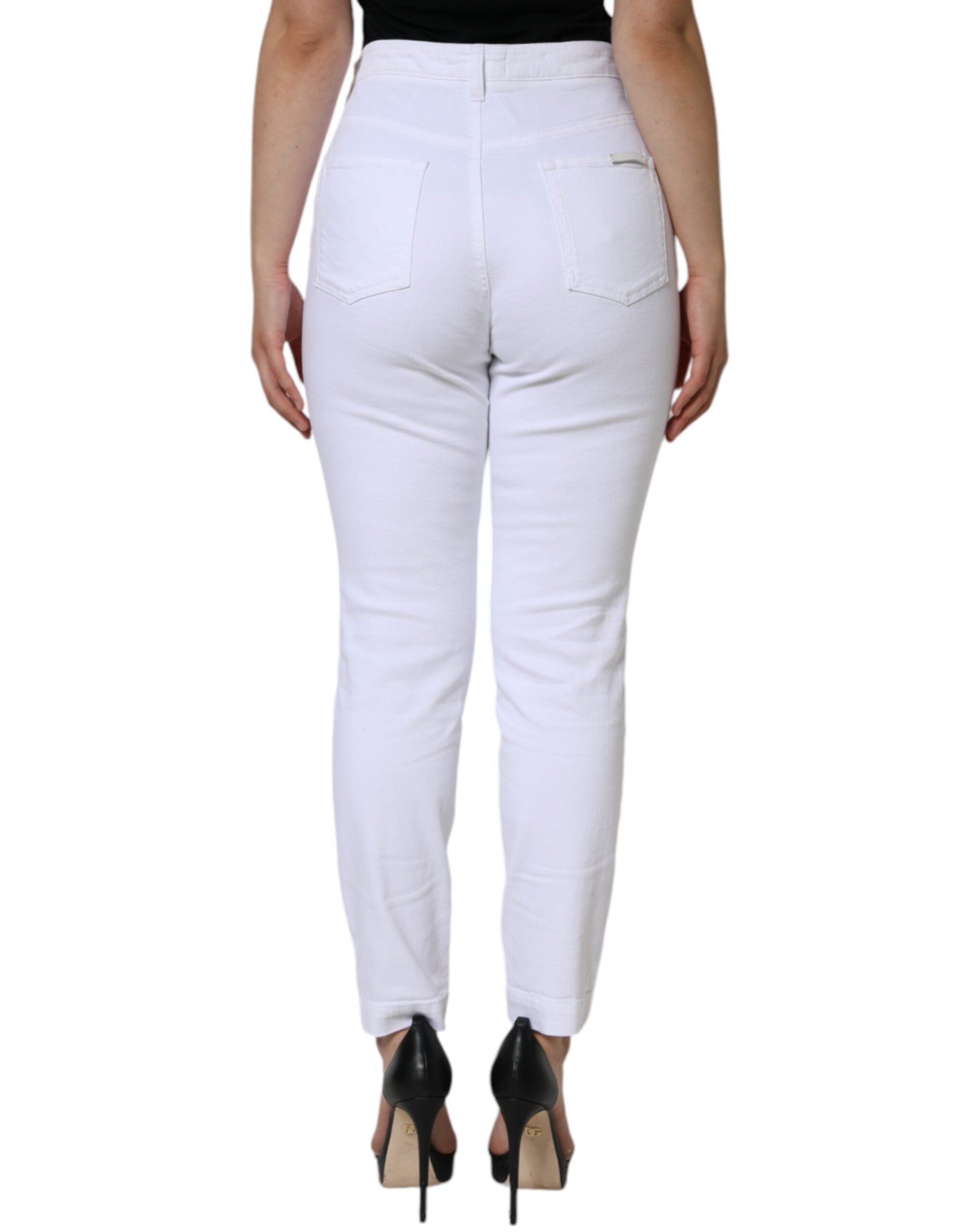 Dolce & Gabbana White Cotton Stretch AUDREY Skinny Jeans -   -  Dolce & Gabbana. Dolce & Gabbana White Cotton Stretch AUDREY Skinny Jeans -   -  Dolce & Gabbana.