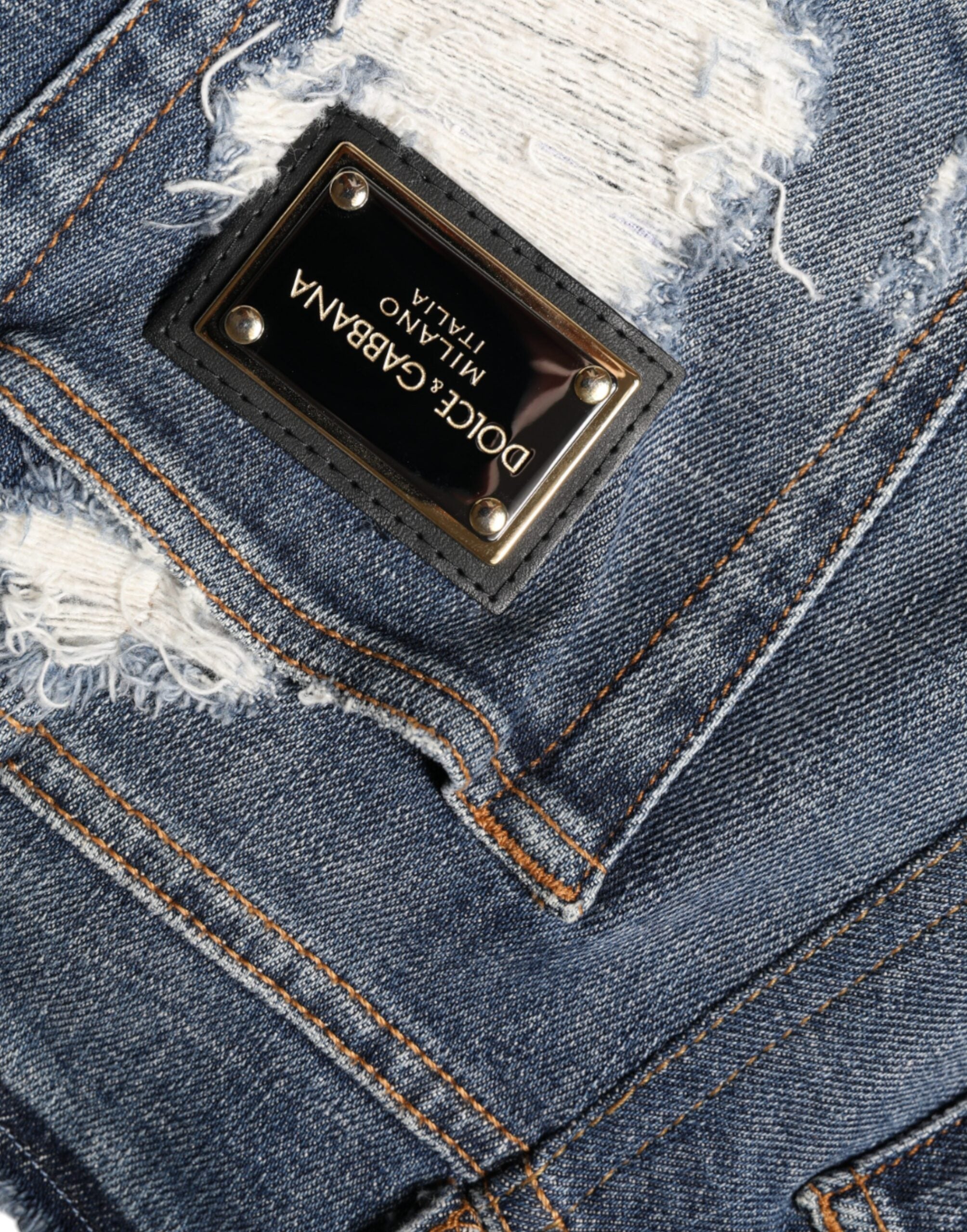 Dolce & Gabbana Blue Cotton Stretch Tattered Skinny Jeans -   -  Dolce & Gabbana. Dolce & Gabbana Blue Cotton Stretch Tattered Skinny Jeans -   -  Dolce & Gabbana.