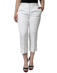 Dolce & Gabbana White Floral Brocade Cotton Cropped Pants -   -  Dolce & Gabbana.