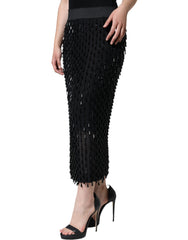 Dolce & Gabbana Black Embellished Pencil Cut Midi Skirt -   -  Dolce & Gabbana.