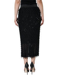 Dolce & Gabbana Black Embellished Pencil Cut Midi Skirt -   -  Dolce & Gabbana.