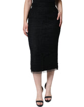 Dolce & Gabbana Black Virgin Wool Pencil Cut Midi Skirt -   -  Dolce & Gabbana.