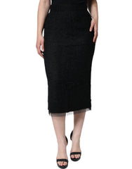 Dolce & Gabbana Black Virgin Wool Pencil Cut Midi Skirt -   -  Dolce & Gabbana.