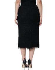Dolce & Gabbana Black Virgin Wool Pencil Cut Midi Skirt -   -  Dolce & Gabbana.
