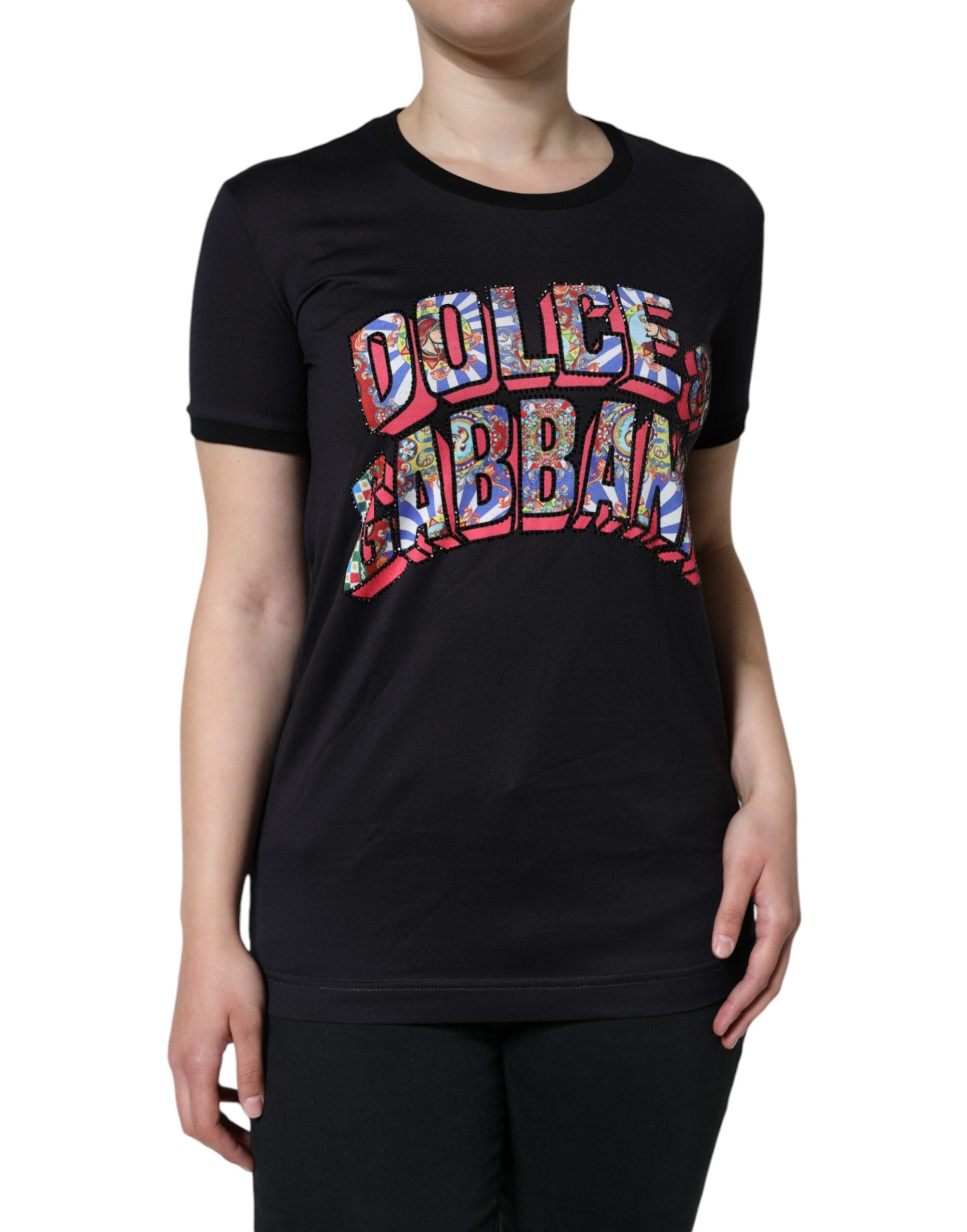 Dolce & Gabbana Black Cotton Logo Print Round Neck T-shirt -   -  Dolce & Gabbana. Dolce & Gabbana Black Cotton Logo Print Round Neck T-shirt -   -  Dolce & Gabbana.
