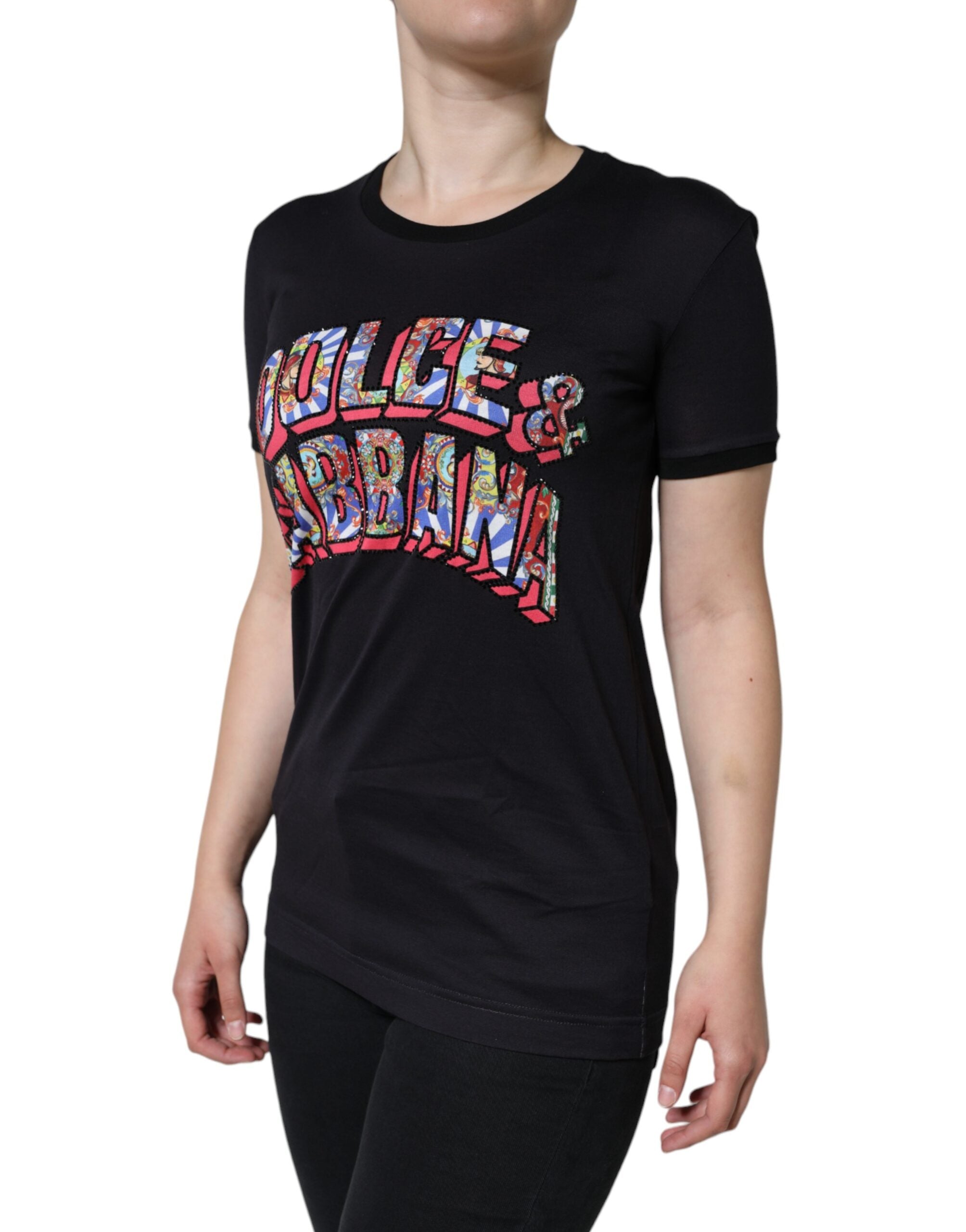 Dolce & Gabbana Black Cotton Logo Print Round Neck T-shirt -   -  Dolce & Gabbana. Dolce & Gabbana Black Cotton Logo Print Round Neck T-shirt -   -  Dolce & Gabbana.