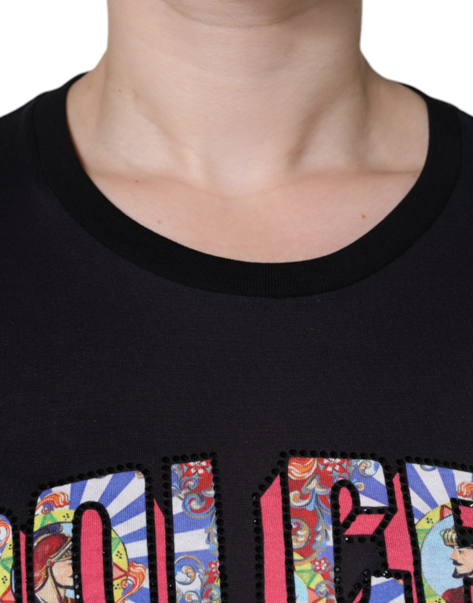 Dolce & Gabbana Black Cotton Logo Print Round Neck T-shirt -   -  Dolce & Gabbana. Dolce & Gabbana Black Cotton Logo Print Round Neck T-shirt -   -  Dolce & Gabbana.