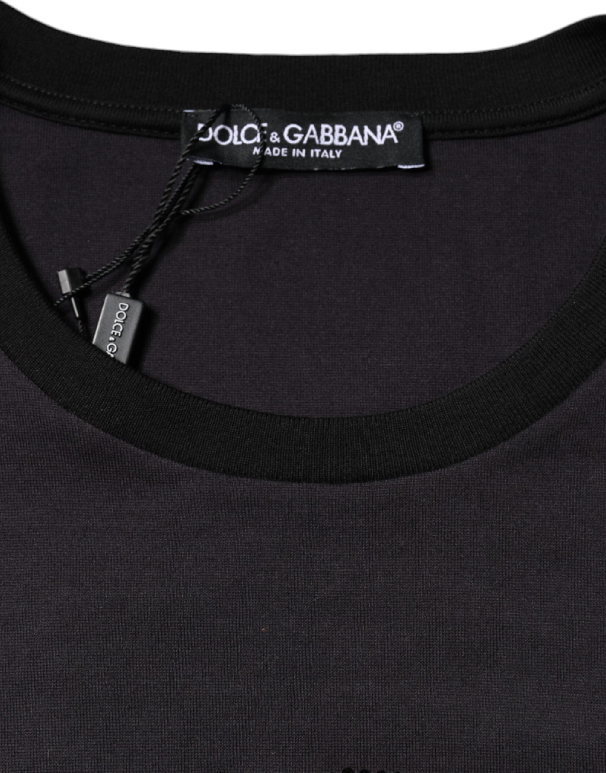 Dolce & Gabbana Black Cotton Logo Print Round Neck T-shirt -   -  Dolce & Gabbana. Dolce & Gabbana Black Cotton Logo Print Round Neck T-shirt -   -  Dolce & Gabbana.