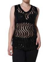Dolce & Gabbana Black Sequin Sleeveless Tank Blouse Top -   -  Dolce & Gabbana.