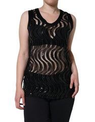 Dolce & Gabbana Black Sequin Sleeveless Tank Blouse Top -   -  Dolce & Gabbana.