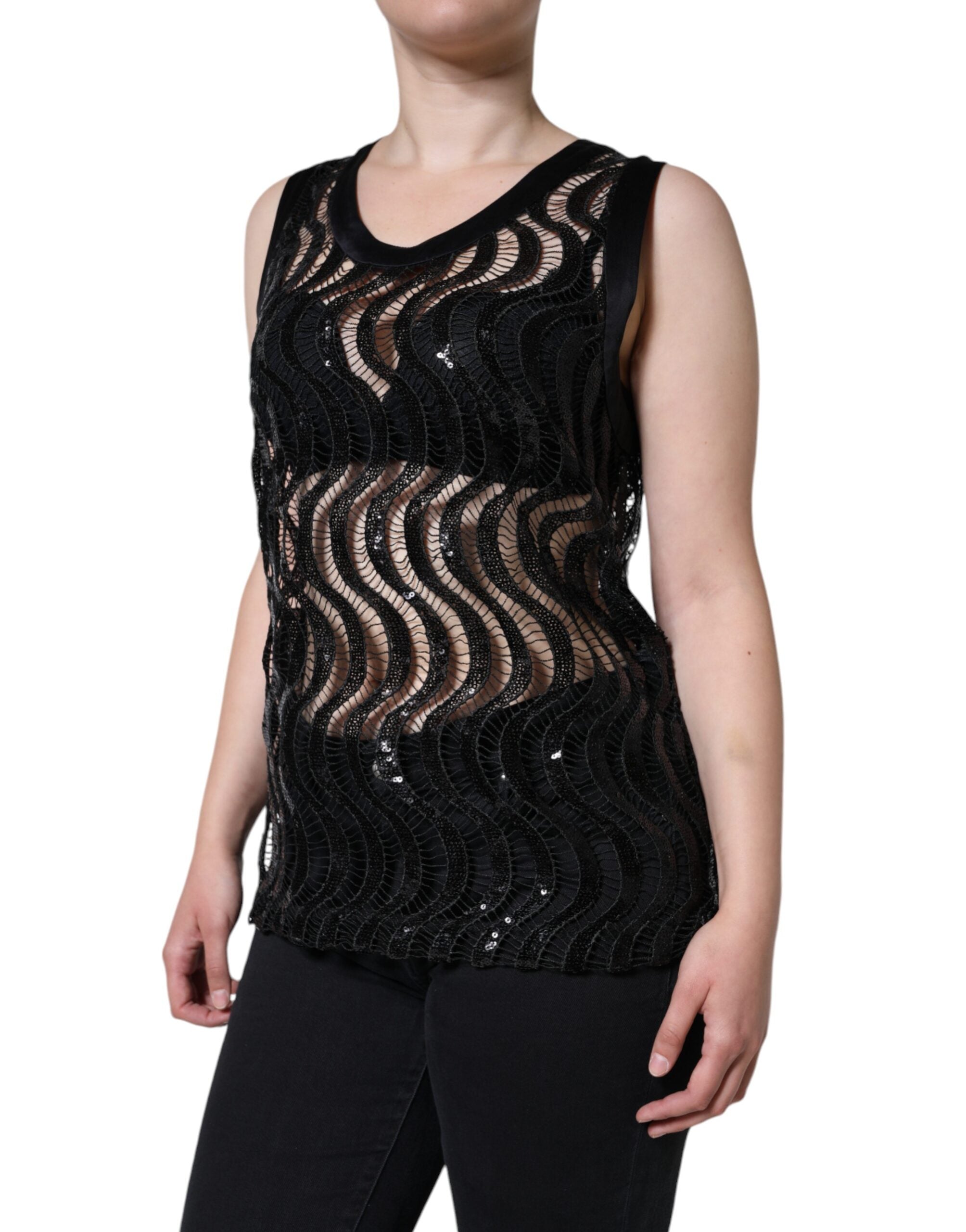 Dolce & Gabbana Black Sequin Sleeveless Tank Blouse Top -   -  Dolce & Gabbana. Dolce & Gabbana Black Sequin Sleeveless Tank Blouse Top -   -  Dolce & Gabbana.