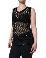 Dolce & Gabbana Black Sequin Sleeveless Tank Blouse Top -   -  Dolce & Gabbana.