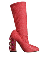 Dolce & Gabbana Pink Crystal Lurex Fantasy High Boots Shoes -   -  Dolce & Gabbana.