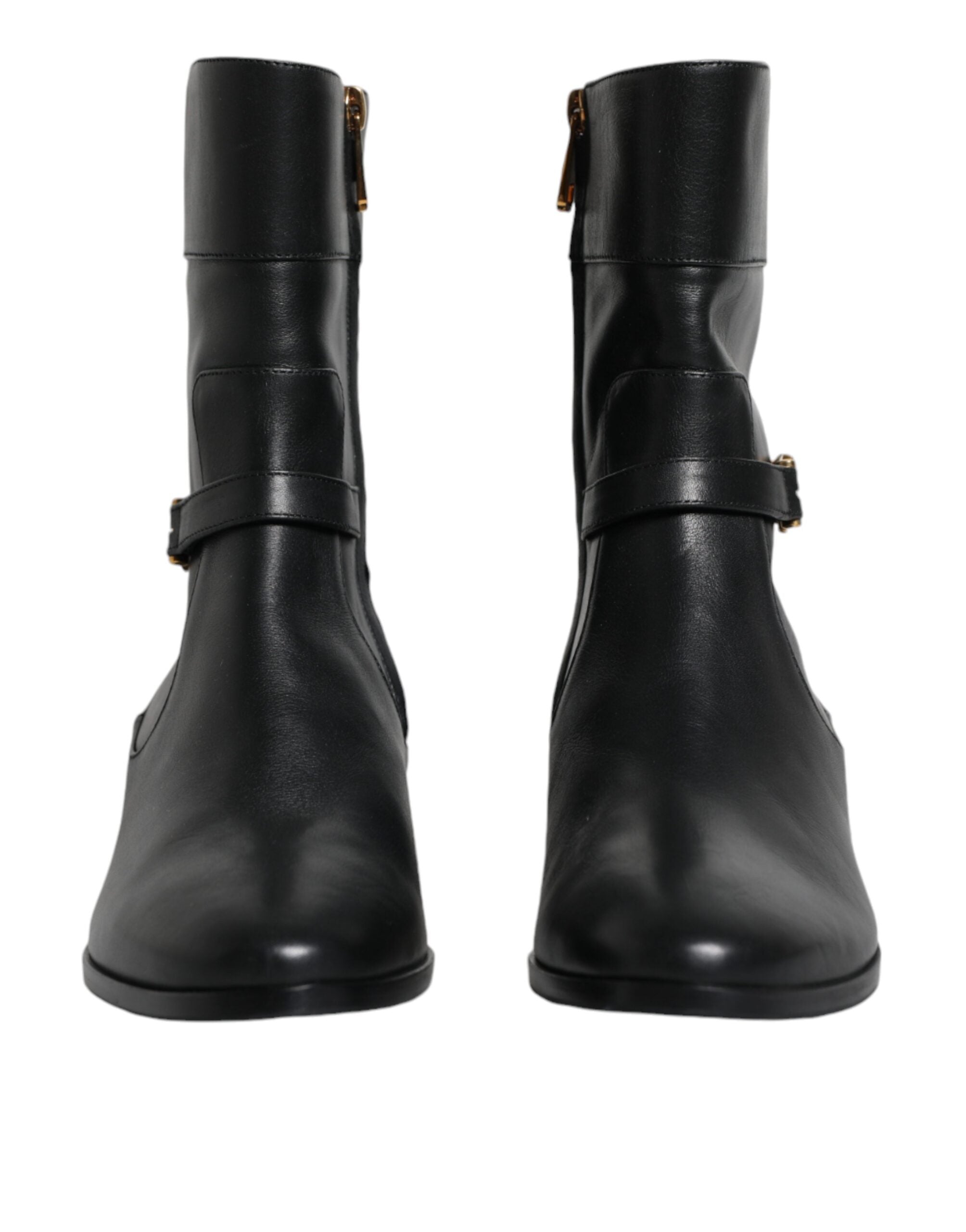 Dolce & Gabbana Black Leather Logo Mid Calf Boots Shoes -   -  Dolce & Gabbana. Dolce & Gabbana Black Leather Logo Mid Calf Boots Shoes -   -  Dolce & Gabbana.