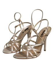 Dolce & Gabbana Beige Leather Stiletto Heels Sandals Shoes -   -  Dolce & Gabbana.