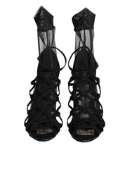 Dolce & Gabbana Black Tulle Stretch Heels Sandals Shoes -   -  Dolce & Gabbana.