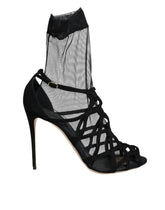 Dolce & Gabbana Black Tulle Stretch Heels Sandals Shoes -   -  Dolce & Gabbana.