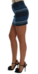 Dolce & Gabbana Blue Short striped Mini Denim Skirt -   -  Dolce & Gabbana.