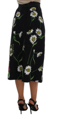 Dolce & Gabbana Black Embellished Daisy Brocade Skirt -   -  Dolce & Gabbana.