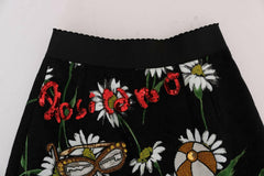 Dolce & Gabbana Black Embellished Daisy Brocade Skirt -   -  Dolce & Gabbana.