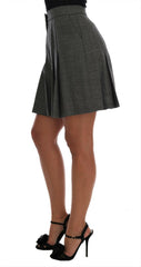 Dolce & Gabbana Gray Wool High Waist Mini Shorts -   -  Dolce & Gabbana.