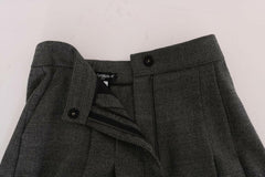 Dolce & Gabbana Gray Wool High Waist Mini Shorts -   -  Dolce & Gabbana.