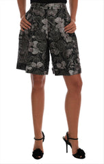 Dolce & Gabbana Gray Floral Brocade High Waist Shorts -   -  Dolce & Gabbana.