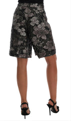 Dolce & Gabbana Gray Floral Brocade High Waist Shorts -   -  Dolce & Gabbana.