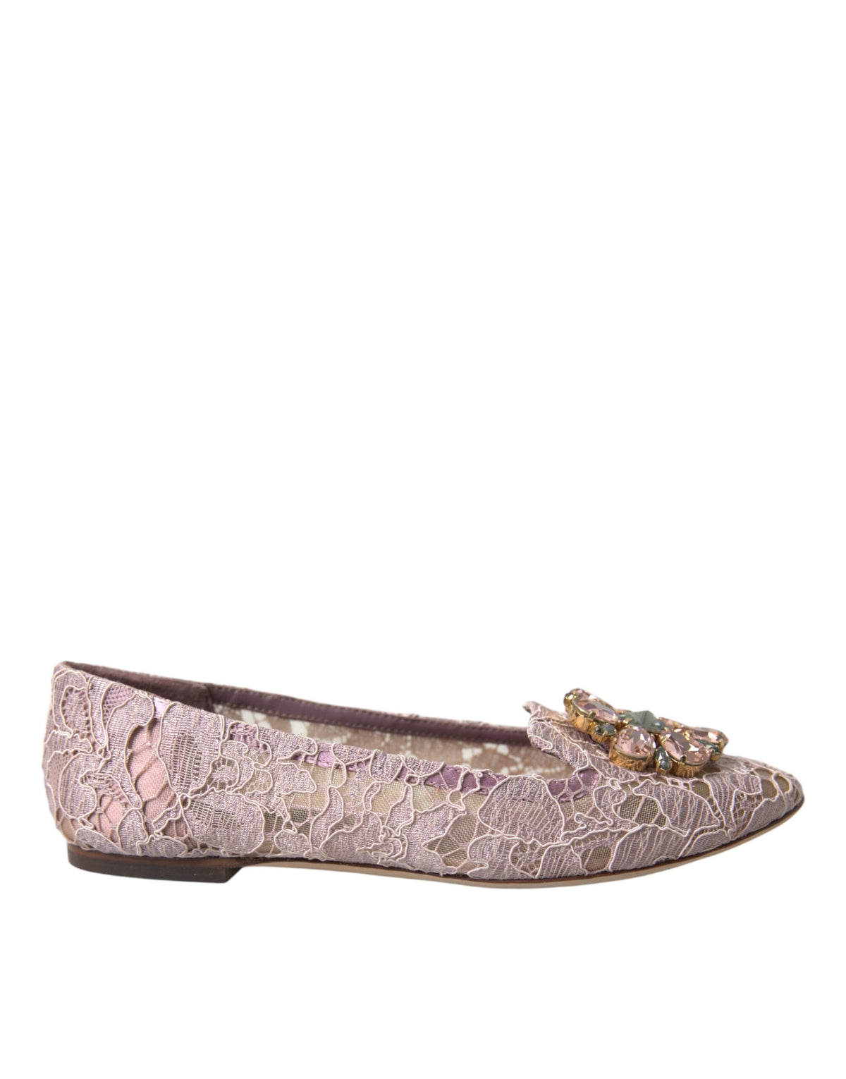 Dolce & Gabbana Pink Lace Crystal Ballet Flats Loafers Shoes -   -  Dolce & Gabbana.