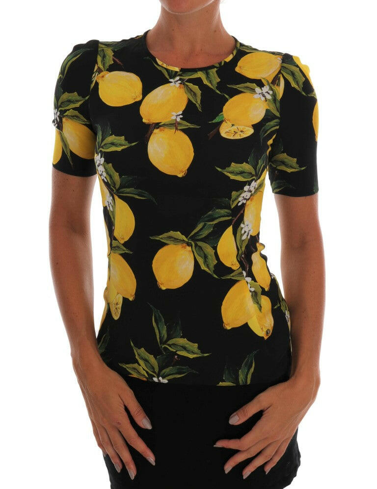 Dolce & Gabbana Multicolor Lemon Silk Stretch T-Shirt -   -  Dolce & Gabbana.