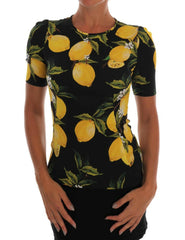 Dolce & Gabbana Multicolor Lemon Silk Stretch T-Shirt -   -  Dolce & Gabbana.