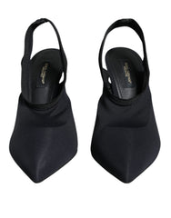 Dolce & Gabbana Black Jersey Stretch Heels Slingback Shoes -   -  Dolce & Gabbana.