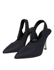 Dolce & Gabbana Black Jersey Stretch Heels Slingback Shoes -   -  Dolce & Gabbana.