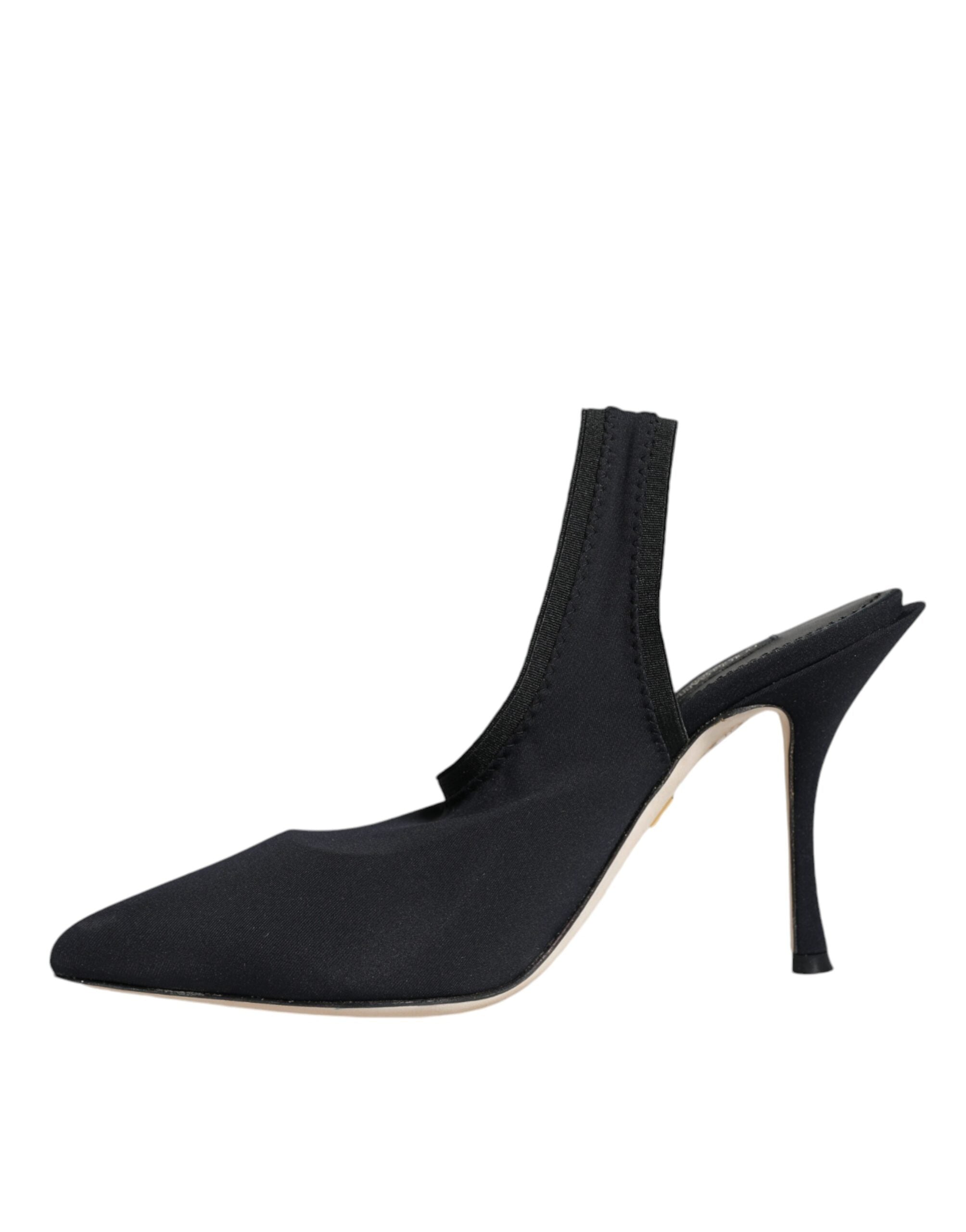 Dolce & Gabbana Black Jersey Stretch Heels Slingback Shoes -   -  Dolce & Gabbana. Dolce & Gabbana Black Jersey Stretch Heels Slingback Shoes -   -  Dolce & Gabbana.