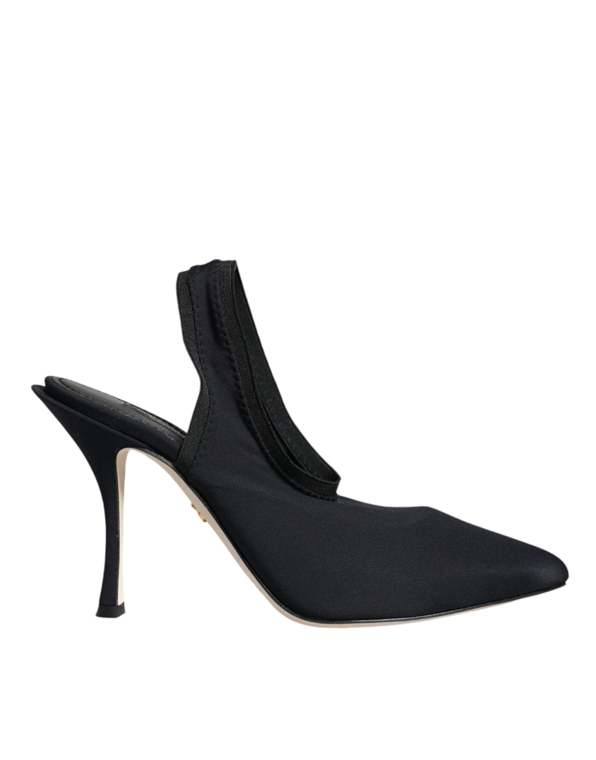 Dolce & Gabbana Black Jersey Stretch Heels Slingback Shoes -   -  Dolce & Gabbana.