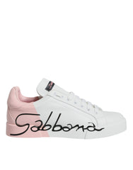 Dolce & Gabbana White Pink Portofino Low Top Sneakers Shoes -   -  Dolce & Gabbana.