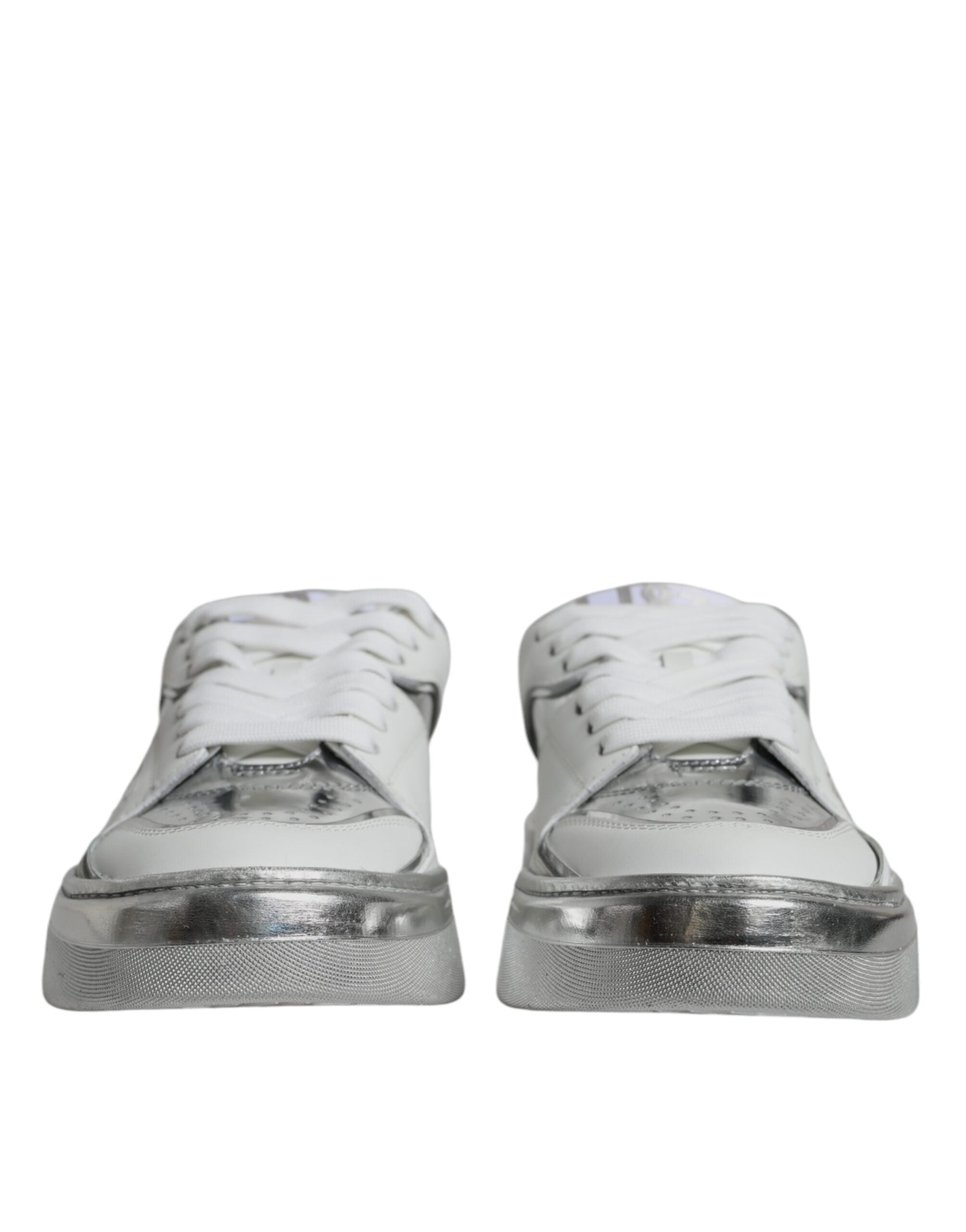 Dolce & Gabbana White Silver Leather Low Top Sneakers Shoes -   -  Dolce & Gabbana. Dolce & Gabbana White Silver Leather Low Top Sneakers Shoes -   -  Dolce & Gabbana.