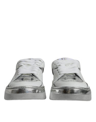 Dolce & Gabbana White Silver Leather Low Top Sneakers Shoes -   -  Dolce & Gabbana.