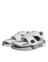 Dolce & Gabbana White Silver Leather Low Top Sneakers Shoes -   -  Dolce & Gabbana.