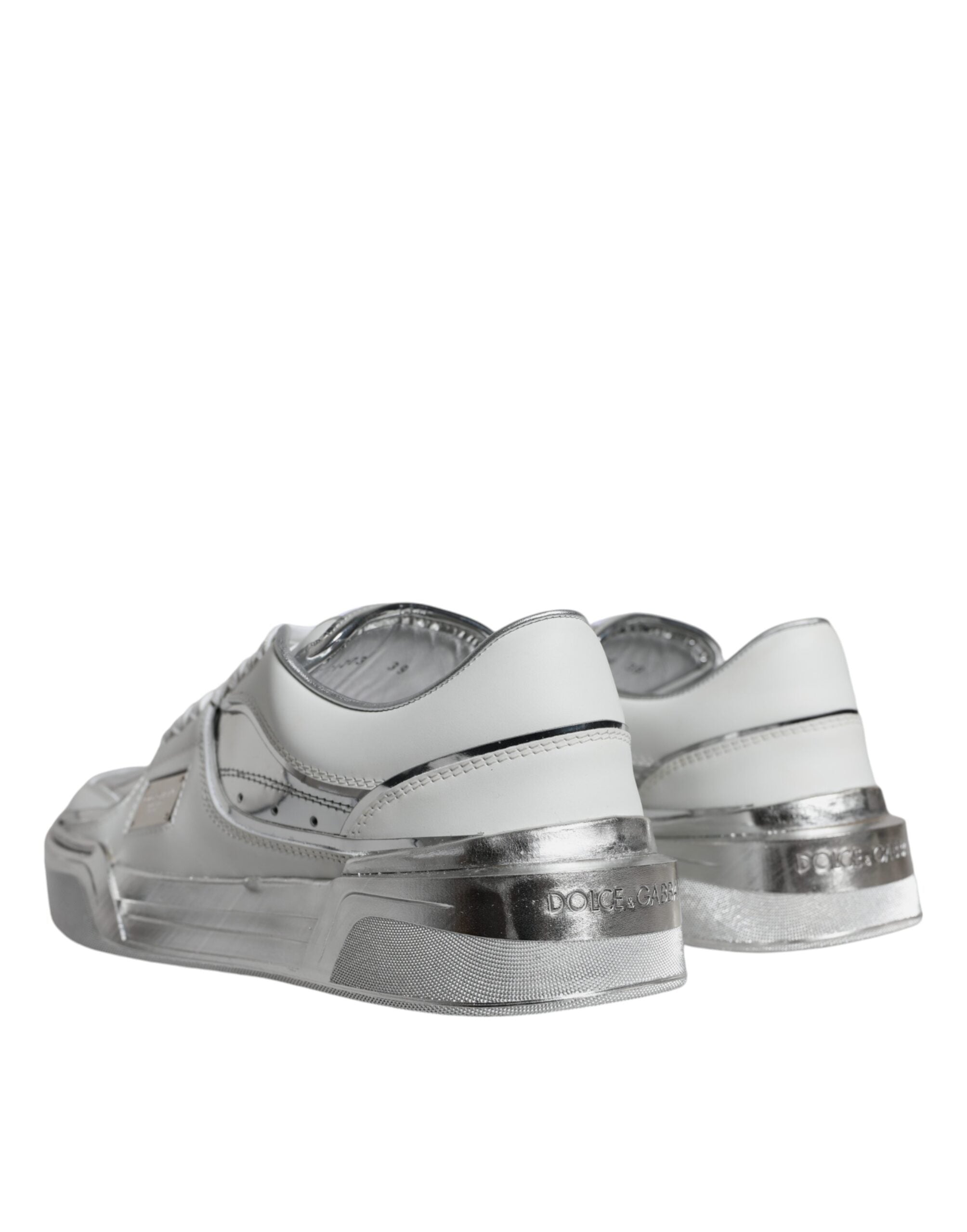 Dolce & Gabbana White Silver Leather Low Top Sneakers Shoes -   -  Dolce & Gabbana. Dolce & Gabbana White Silver Leather Low Top Sneakers Shoes -   -  Dolce & Gabbana.