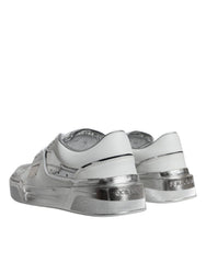 Dolce & Gabbana White Silver Leather Low Top Sneakers Shoes -   -  Dolce & Gabbana.