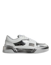 Dolce & Gabbana White Silver Leather Low Top Sneakers Shoes -   -  Dolce & Gabbana.